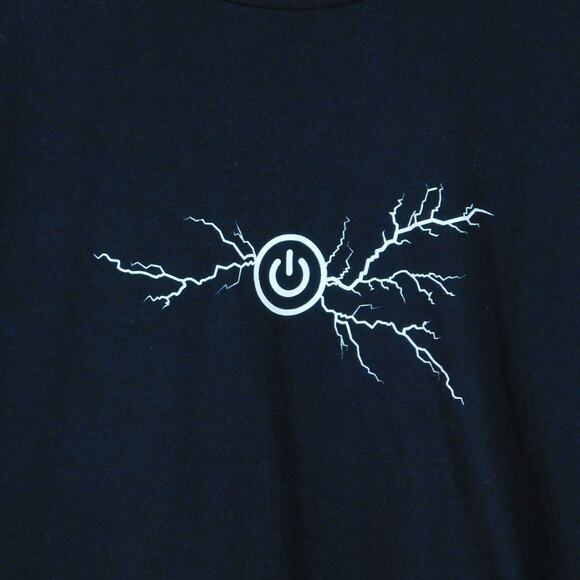 Intel Power Up Lightning Graphic T Shirt Size XL Double Sided Dell Black Button - Picture 4 of 7